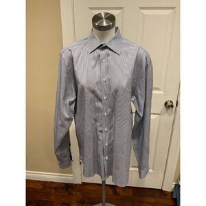Alexandre Saville Row Men's Blue & White Striped Button-Up Shirt, Size 16